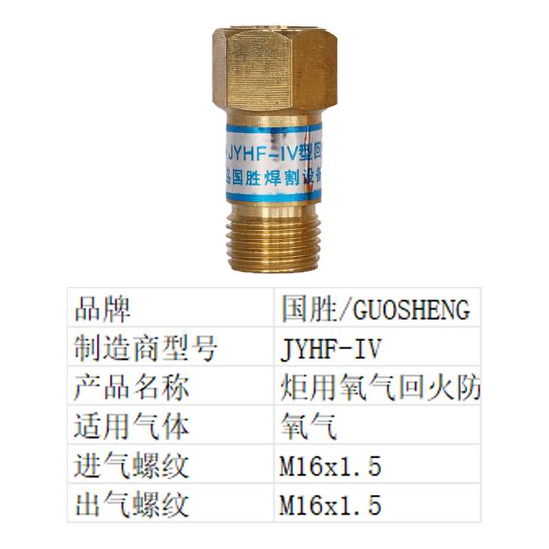 GUOSHENG/国胜 炬用回 火防止器 JYHF-Ⅳ 氧气 割炬用 1个高清大图