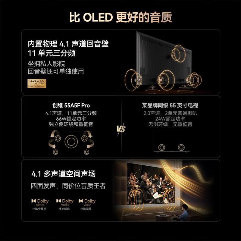创维电视55A5F Pro 55英寸电视机QD-Mini LED 超越oled液晶游戏智能平板 家电补贴