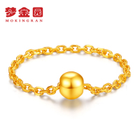 梦金园 黄金戒指幸运物 足金999 遇见幸运链子潮流尾戒 女款 黄金饰品首饰 小金珠