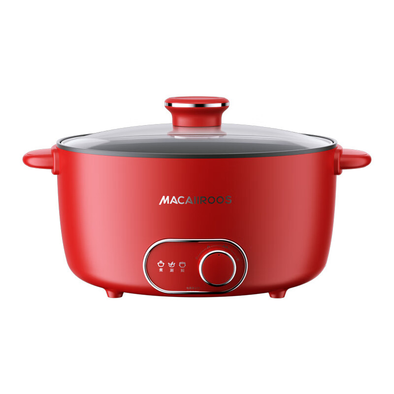 迈卡罗MC-HG3525电火锅煮锅多用途锅家用焖炖煎炒一体锅可调火力 红色 3.5L高清大图
