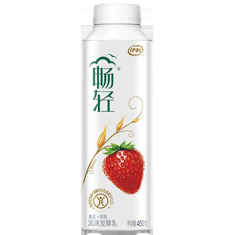 伊利低温畅轻风味发酵乳草莓燕麦450g