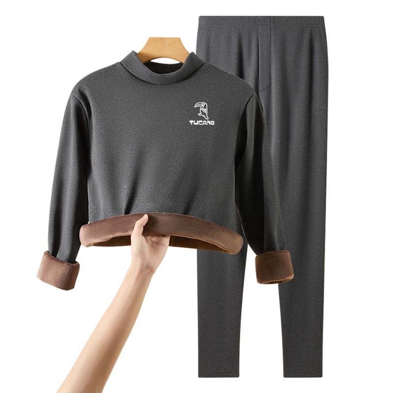 啄木鸟保暖内衣男士加厚加绒德男款冬季中老年秋衣秋裤发热防寒套装冬天高清大图