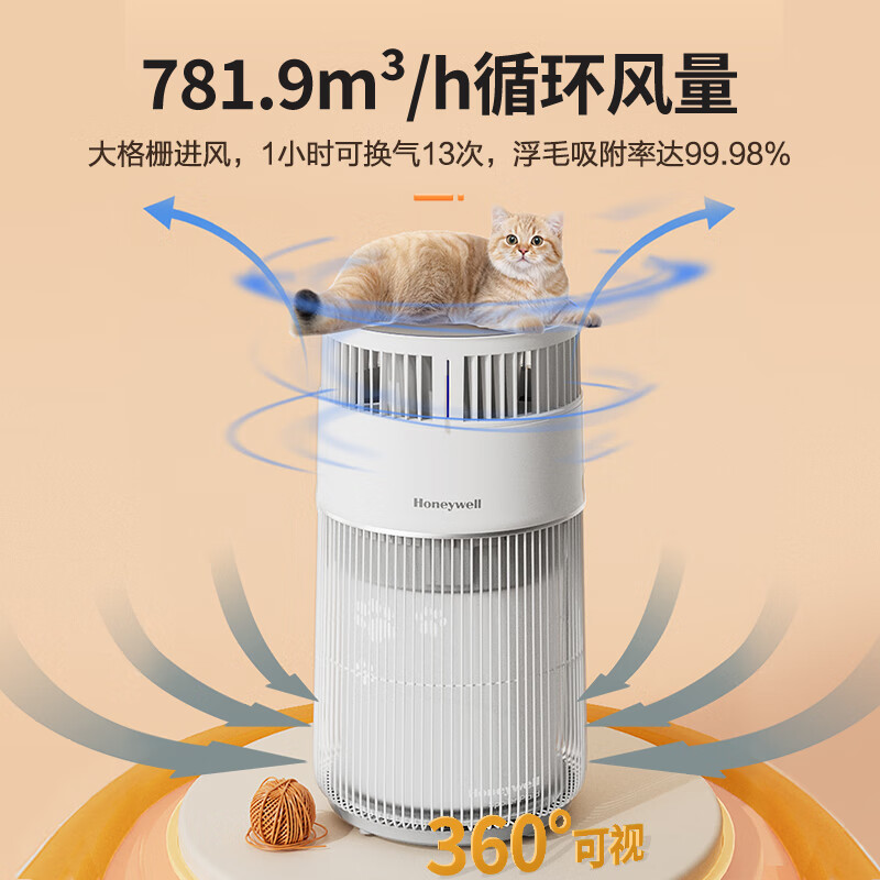 霍尼韦尔(Honeywell)KJ360F-C22W 空气净化器 宠物猫毛净化器 吸猫毛神器 负离子空气净化器高清大图