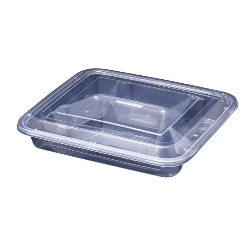 谦星T-20231018001 一次性餐盒四格外卖打包盒快餐盒分格透明便当饭盒餐盘1组/150套 (单位:组)高清大图
