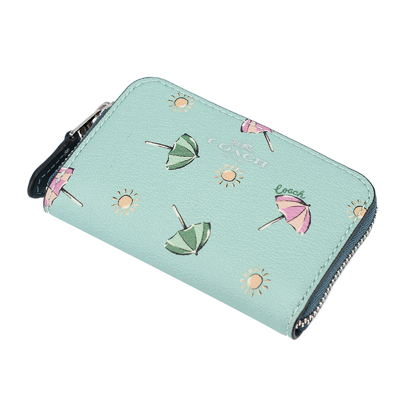 COACH 蔻驰 奢侈品 欧美时尚女士简约印花皮革短款零钱包卡包高清大图