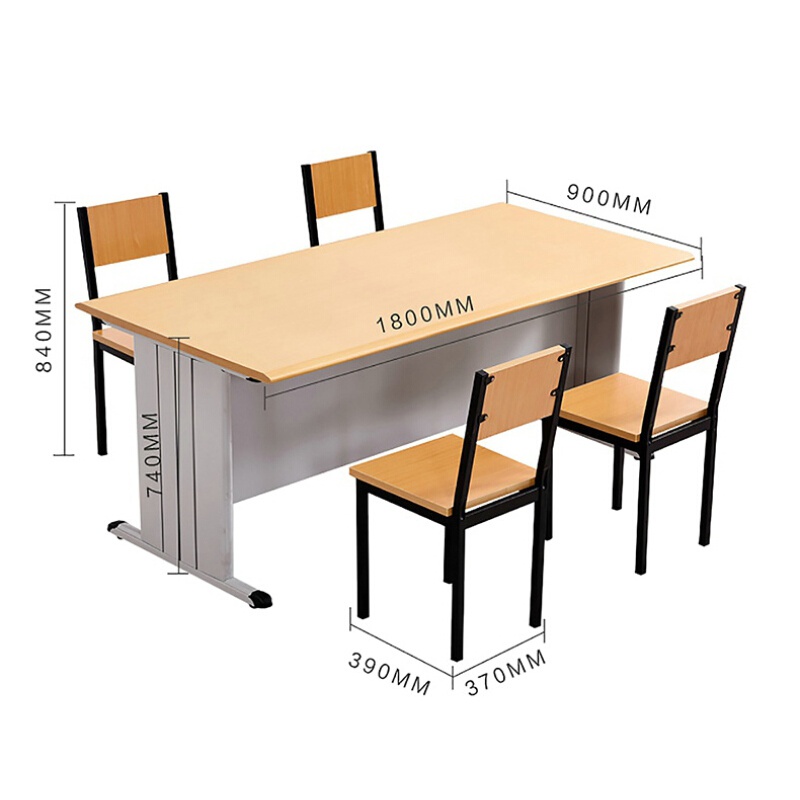 文灵阅览桌学校图书馆阅览室桌椅组合防火面板阅览桌办公长条桌 1800*900mm橘黄色台面（不含椅）