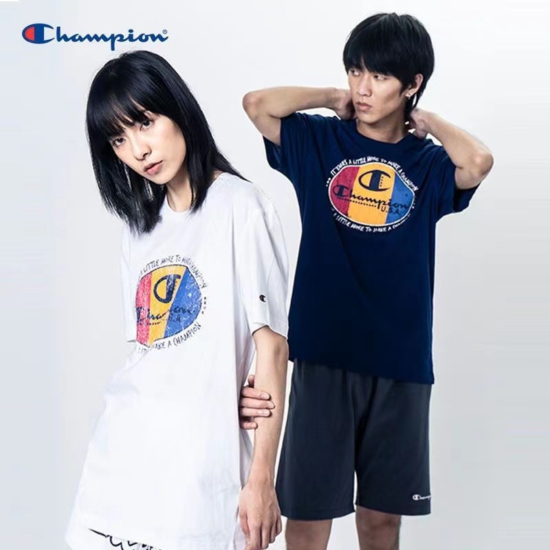 champion冠军运动潮牌夏季新款字母印花logo短袖情侣t恤潮牌衣服