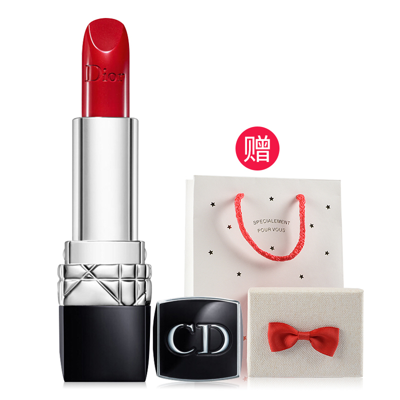 【赠送精美礼盒】Dior 迪奥CD 烈焰蓝金唇膏口红999#亮光正红 滋润 不易掉色 显色 红色系 法国原装进口