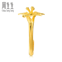 周生生(CHOW SANG SANG)足金小花黄金戒指开口戒女款74688R计价