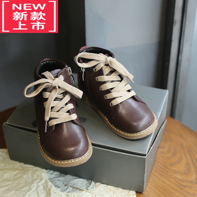 可莉允时尚韩版童鞋儿童马丁靴2022秋冬新款女童靴子小童短靴男宝宝皮靴