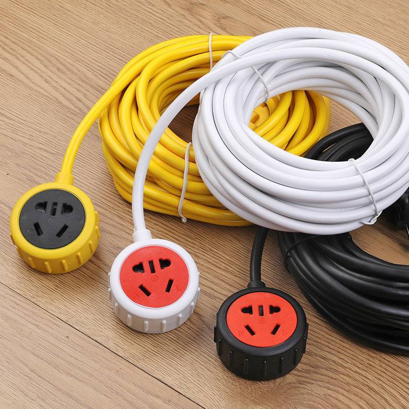 5米 三插头电动车充电延长线插座户外插排接线板插线板电源线转换