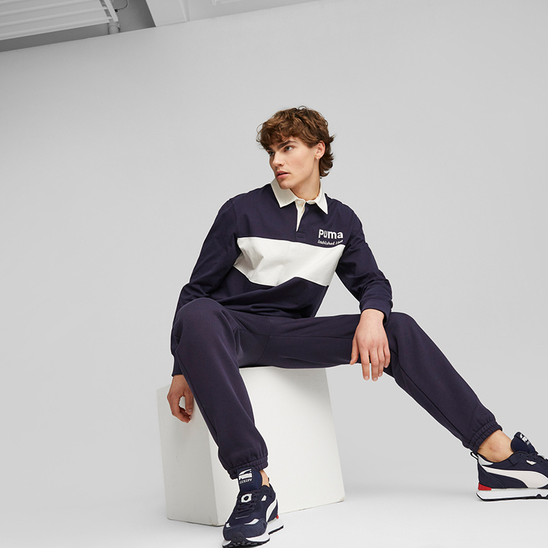 PUMA 字母刺绣中腰加绒休闲裤 男款 黑色 625311-16