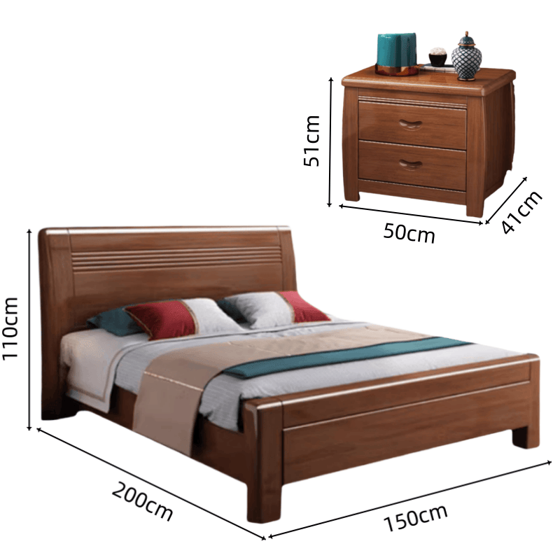 鑫木樽床+床头柜150*200*110cm套高清大图