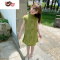 绿彩虹光儿童旗袍夏季薄款中国风女宝宝连衣裙蓝色苎麻汉服女童唐装女孩裙裙子