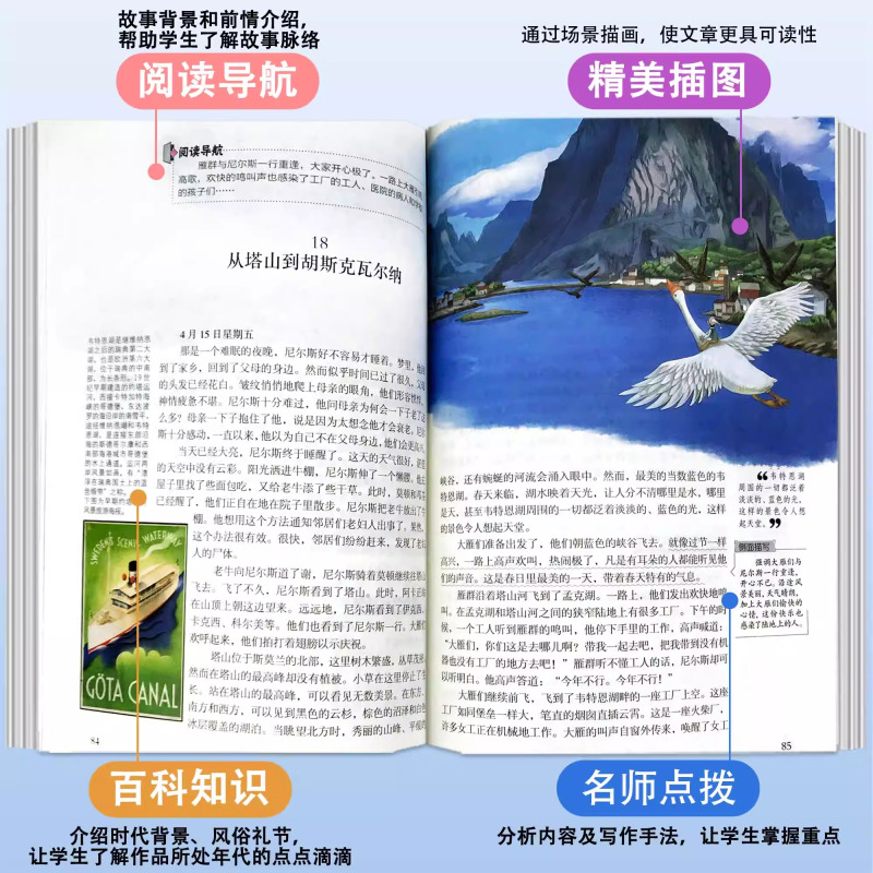 骆驼祥子 [正版]尼尔斯骑鹅旅行记原著完整版六年级下册课外书必读的经典书目快乐读书吧6下人民教育米尔斯企鹅历险记老师