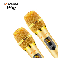 Sansui/山水 M17无线话筒 麦克风一拖二家用唱歌ktv会议卡拉Ok无线麦克风 金色M17一拖一麦克风