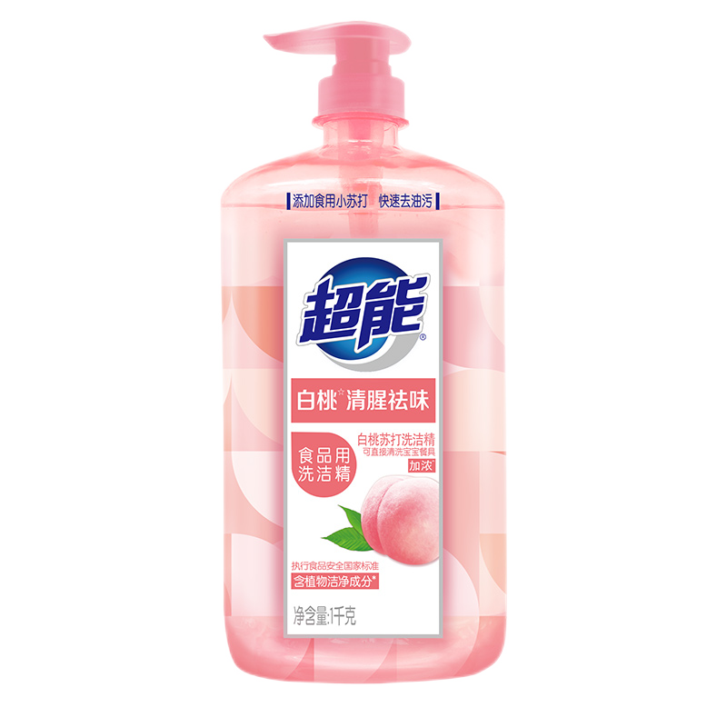 超能 白桃苏打 洗洁精 (规格:1kg*3瓶)
