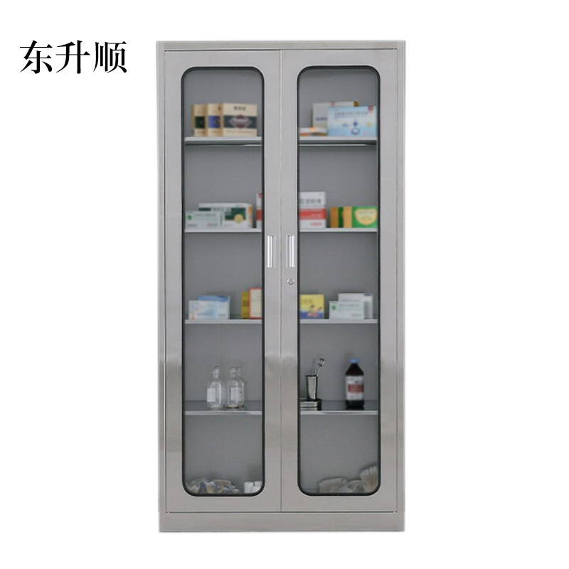 东升顺文件柜不锈钢柜子储物柜资料柜档案柜带锁文件柜304通玻文件柜常规款