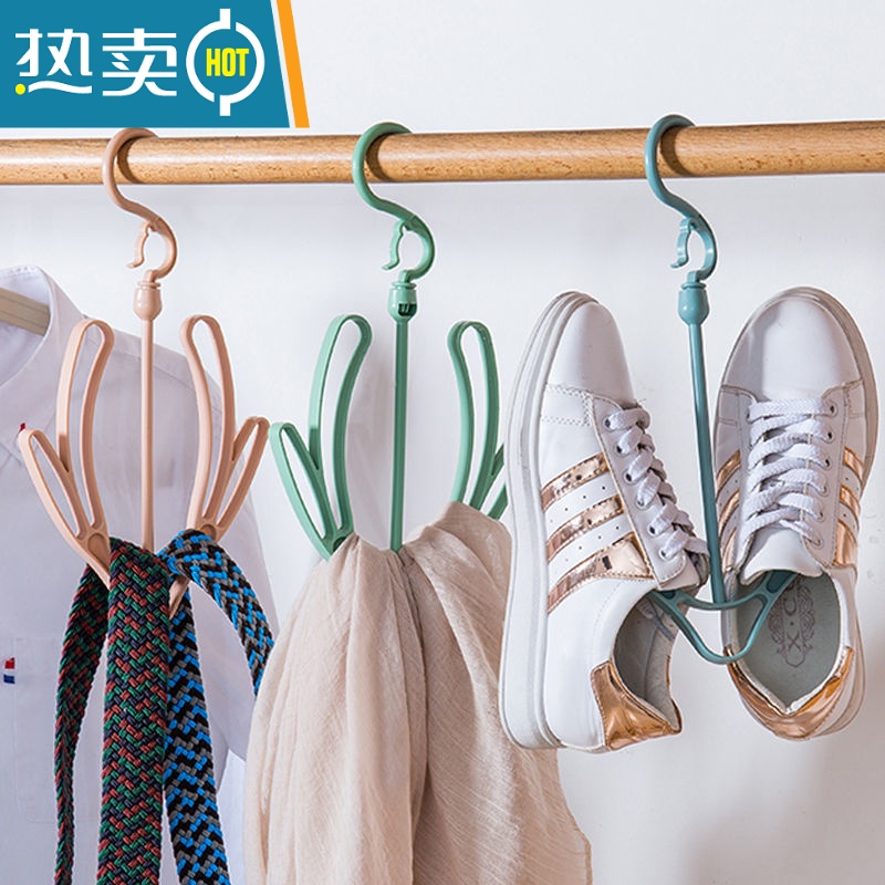 敬平多功能晒袜子衣架32夹塑料婴儿晾衣夹家用晒衣架宝宝晾衣架内衣架 卡其色32夹子 1个高清大图