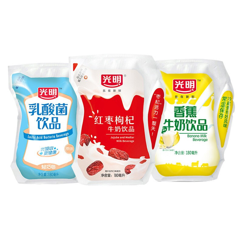 光明轻巧包红枣枸杞乳酸牛奶饮品180g*12 包 低糖
