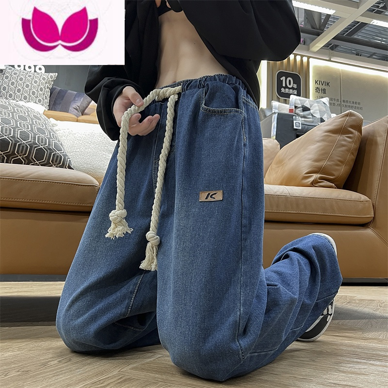 七斓牛仔裤男生潮牌痞帅oversize直筒美式工装复古裤子高街vibe