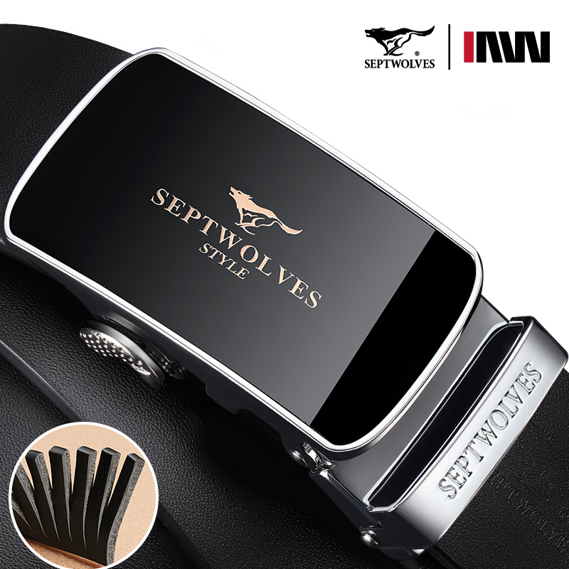 七匹狼皮带男士真皮自动扣腰带男款纯牛皮男式裤带正品2023新款