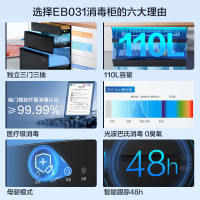 海尔(Haier)消毒柜家用ZQD110F-EB031嵌入式110升碗柜奶瓶消毒烘干一体机光波巴氏消毒新升级母童锁