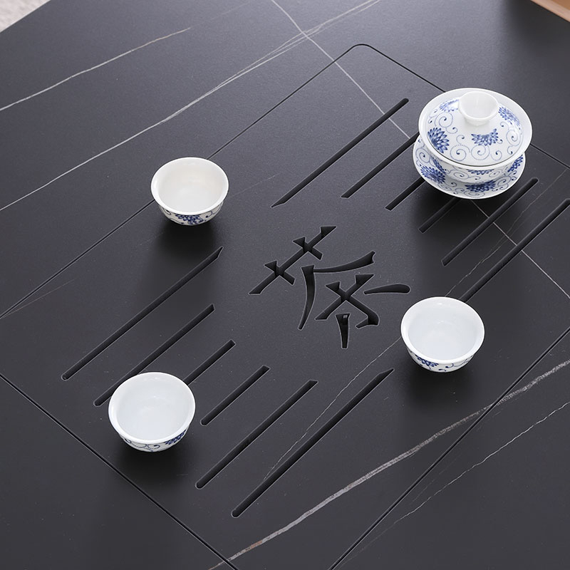 慧采云 岩板功夫茶桌商务泡茶台简约现代茶几钢化玻璃接待洽谈办公茶桌