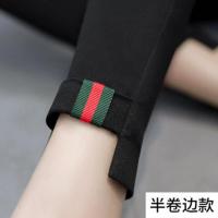 女童裤子2020秋装新款长裤中大儿童打底裤女孩时尚弹力牛仔小脚裤 单层[半卷]黑色长裤 110 建议身高105-110