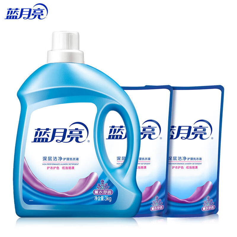 蓝月亮 洗衣液8斤套装:深层洁净薰衣草3kg瓶+500g*2袋 1套
