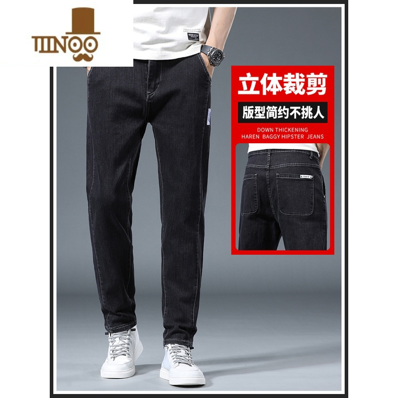 YANXU干活穿的裤子男耐磨宽松建筑工地牛仔工作服弹力工作裤工装