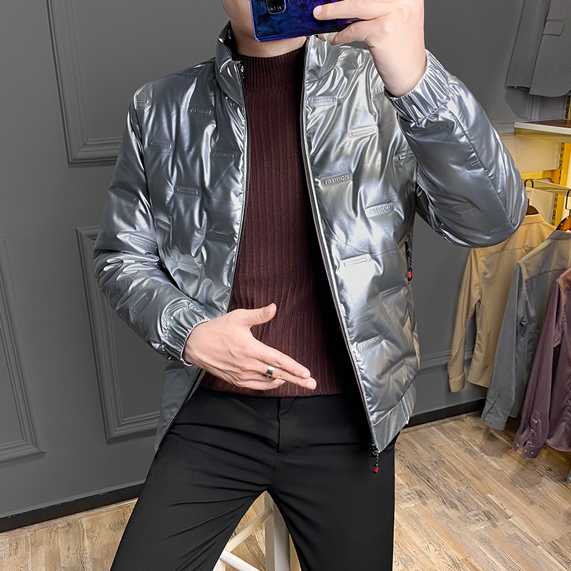 NEW LAKE男士羽绒服短款潮牌亮面2020年新款冬季轻薄潮流帅气立领时尚外套羽绒服