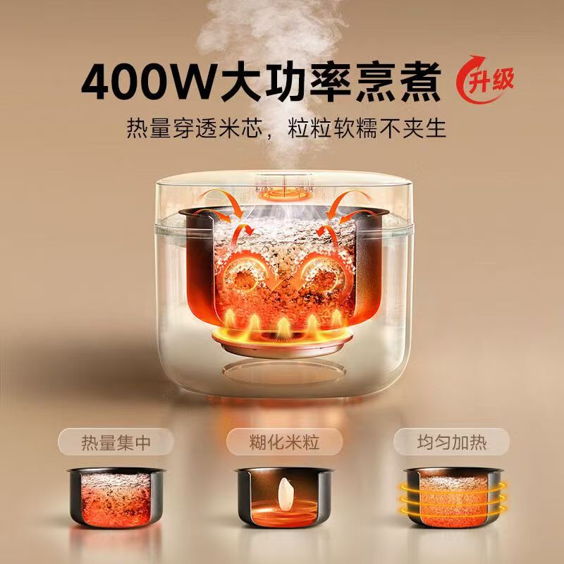 小米米家电饭煲N1 1.6L智能快煮九段控温多功能家用方形煲高清大图