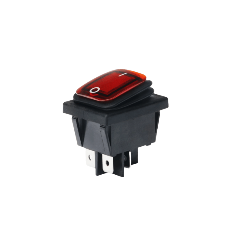 MEIKA防水防油船型开关 六脚三档红色带灯220V /个图片