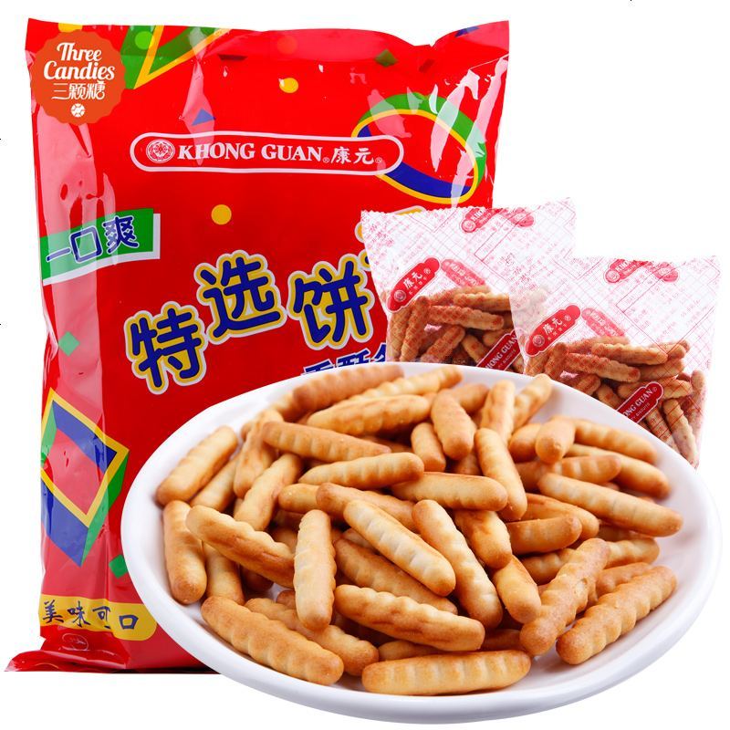 康元香酥条手指饼干咸味350g怀旧食品早餐饼干办公休闲零食小吃0201