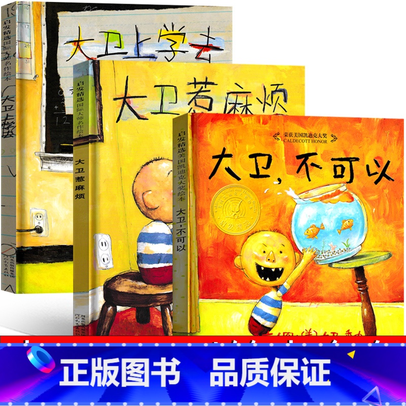 大卫不可以系列3本全套 [正版]大卫不可以系列绘本全套 大卫上学去 大卫惹麻烦原版大卫去上学精装简装大卫书一年级二年级幼
