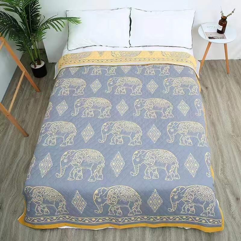 中盈惠彩双层纱布宽边单人毛巾被MJB 150*200cm颜色随机发货或备注 1条高清大图