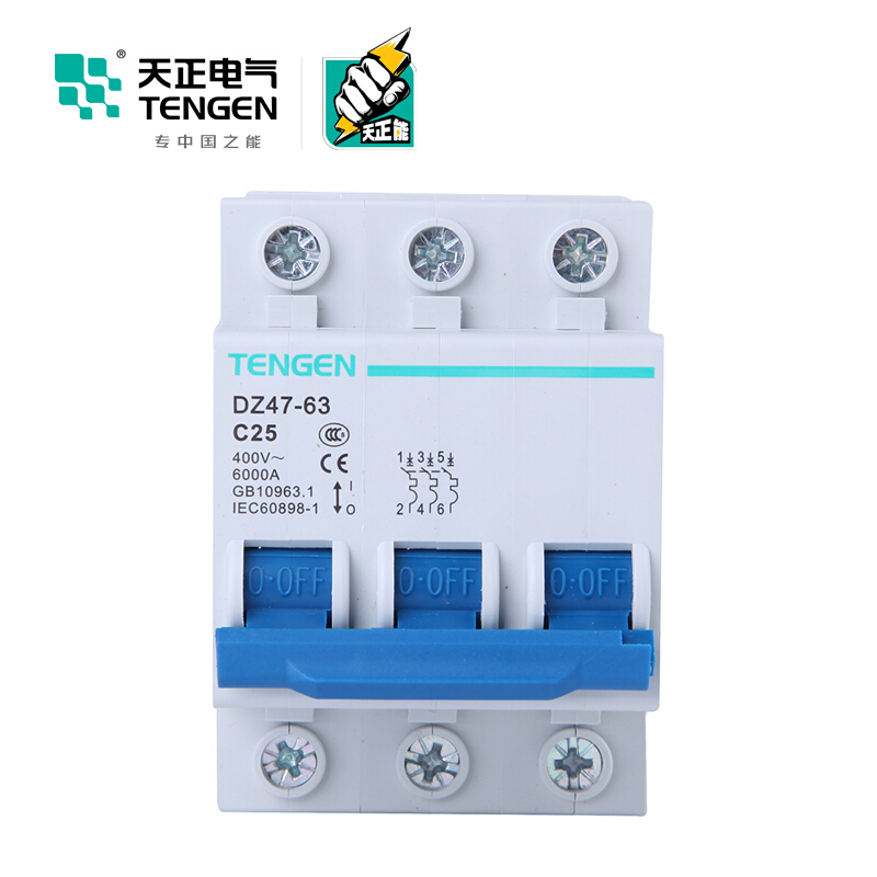 天正电气 DZ47-63 3P C 25A 4.5KA 01060020305 微型断路器