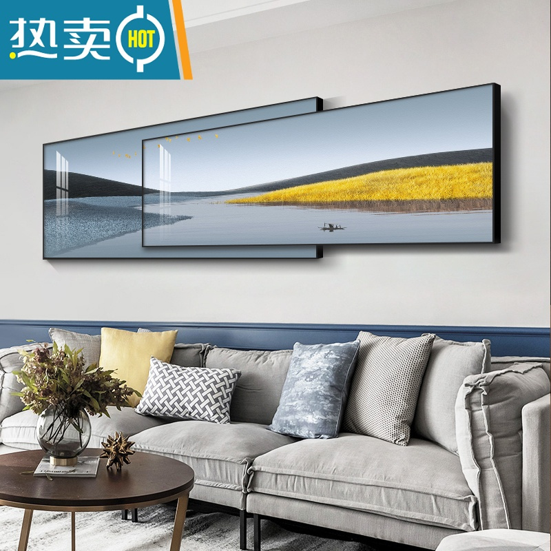 敬平北欧海景客厅装饰画现代简约沙发背景墙挂画大气唯美风景叠加壁画装饰画