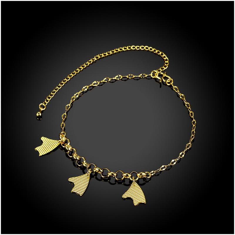 A059-A Women 18K yellow gold anklet jewelry 镀黄金色女脚链潮
