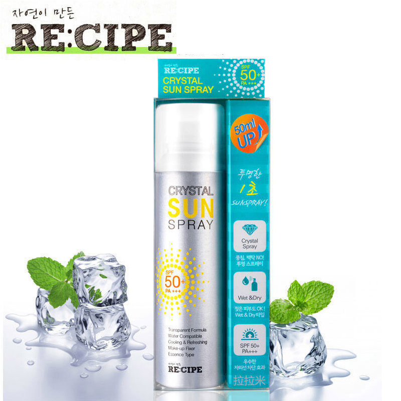 莱斯璧(RE:CIPE)水晶防晒保湿喷雾SPF50+ PA+++大人小孩皆可使用防晒/隔离水晶喷雾150ml*2两支装