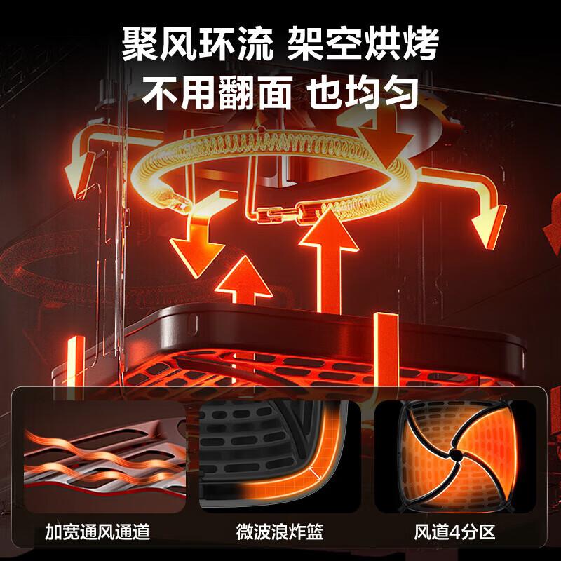 苏泊尔空气炸锅家用 蒸汽嫩烤6L大容量远红外穿透加热全自动炸烤箱8分钟速脆炸免翻面可视大窗口无油低脂 黑色高清大图