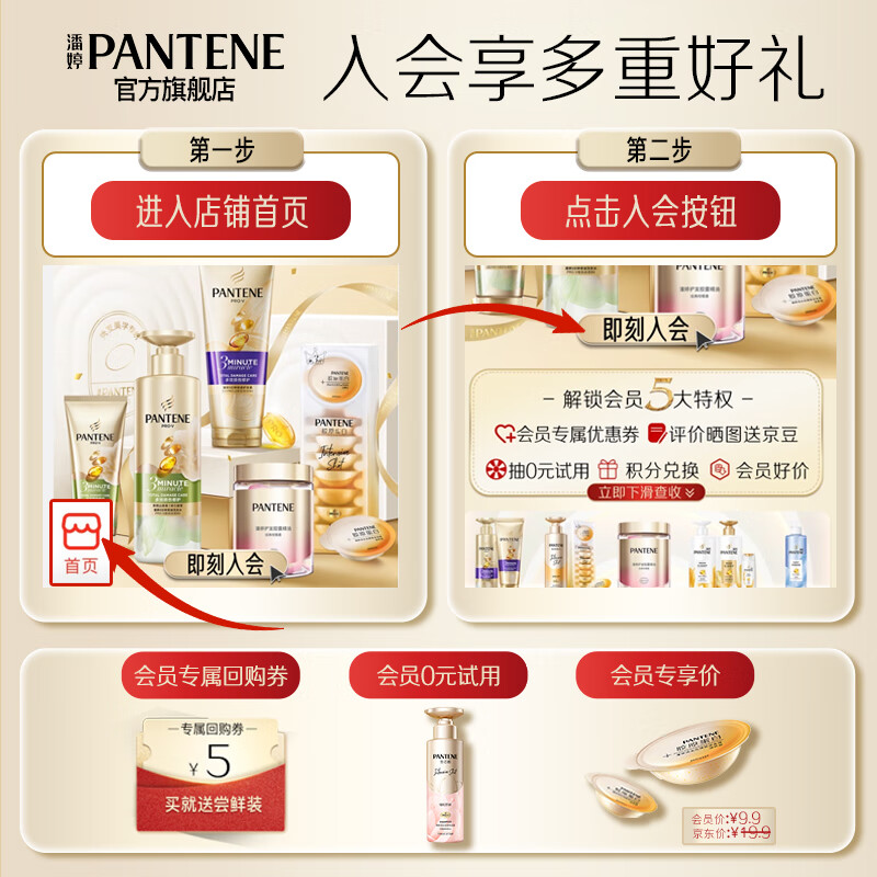 潘婷3分钟护发素奢护精华霜滋润头皮润发乳精华素乳液修护男士女士 [轻盈版不油腻]180ml*1高清大图