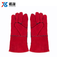 谐晟 AB级二层牛皮电焊手套 防烫耐磨劳保手套 红色长350mm 一副