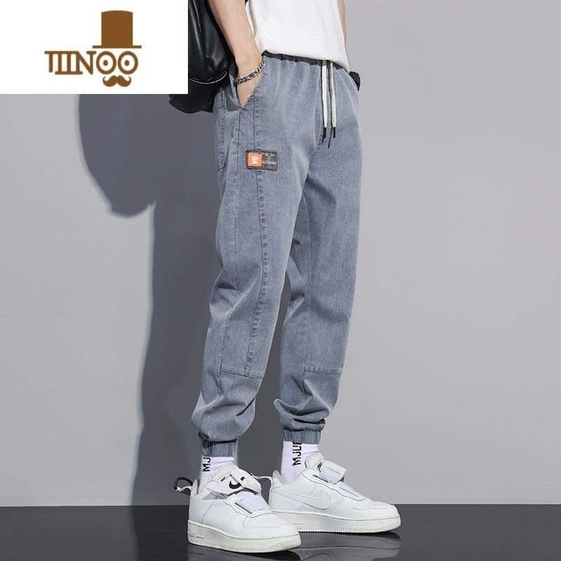 YANXU干活穿的裤子耐磨耐脏长裤夏季男士宽松大码束脚工装裤休闲牛仔裤图片