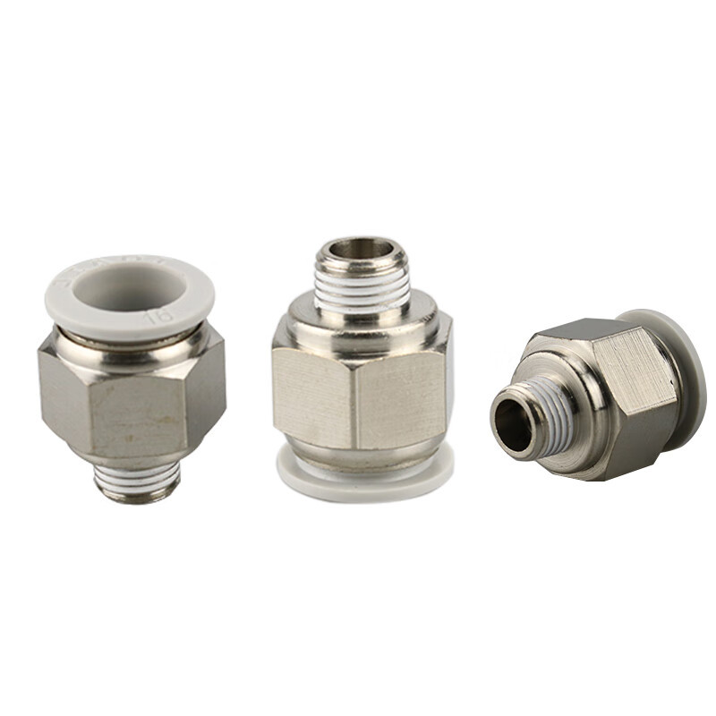 海斯迪克 PC气管螺纹直通接头快速接头镀镍 3D打印白色精品快插接头 PC12-03(10个)