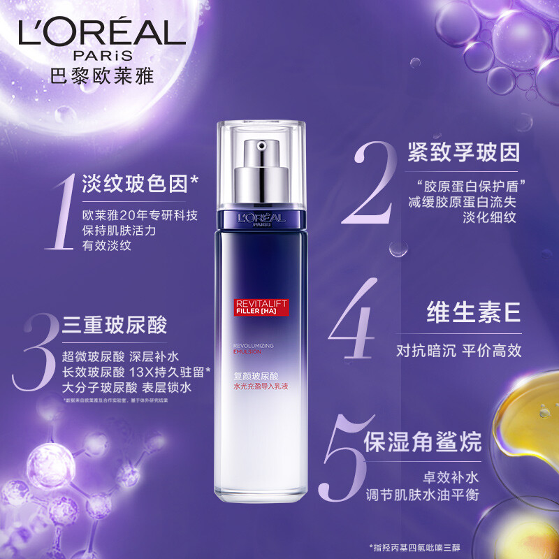 欧莱雅复颜玻尿酸水光充盈导入乳液110ml/瓶高清大图