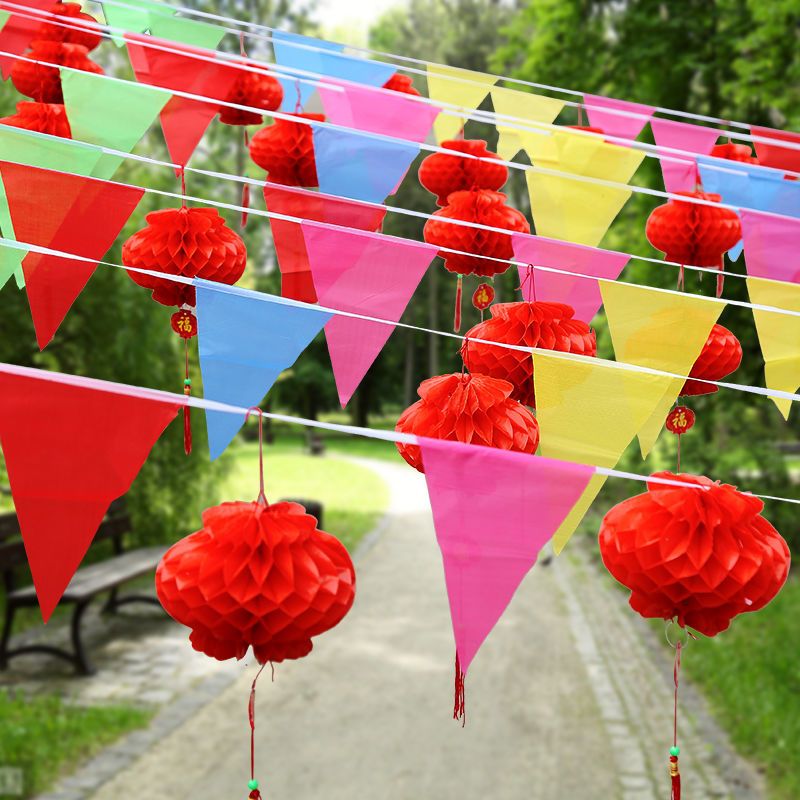 20#灯笼1个装 灯笼彩旗装饰布置结婚婚庆三角串旗室外院子小彩旗婚礼