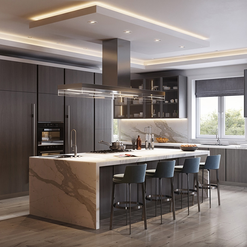 定制广州索维尚中岛台整体橱柜定做石英石台面厨房灶台柜厨柜全屋定制