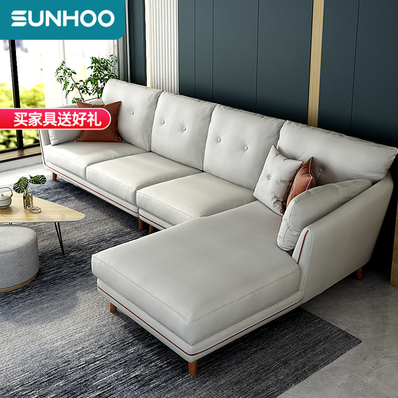 双虎家私科技布沙发轻奢一字沙发北欧客厅直排三人位沙发布艺526n视频